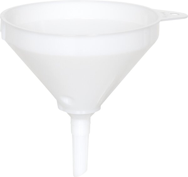 Trichter HD-PE 208 mm mit Öse,Überlaufrand und Sieb, naturfarben