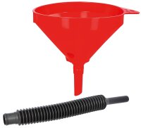 Trichter 210 mm HD-PE, mit Sieb,rot, flexibler Auslauf...