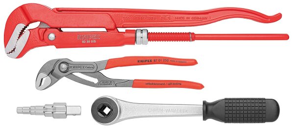 Werkzeug-Set 3-teilig, Stufenschlüssel, Wasserpumpenzange, S-Maul Rohrzange