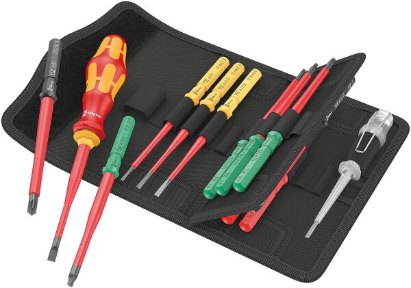 VDE-Wechselklingen-Set WERA Kraftform Kompakt VDE 16 extra slim 1 Tool Finder mit Bithalter, 16-teilig