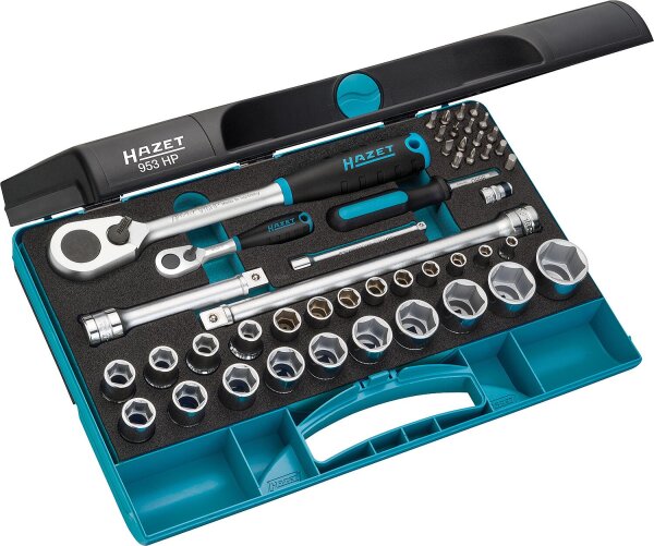 Steckschlüssel-Satz HAZET 1/4" und 1/2" 47-teilig mit Kunststoffkoffer