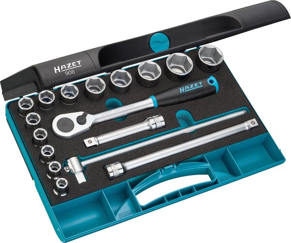 Steckschlüssel-Satz HAZET 1/2" 17-teilig mit Kunststoffkoffer