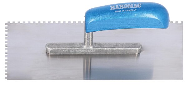 Glättekelle HAROMAC 4x4 gezahnt 280mm Stahl, gehärtet blaues Heft