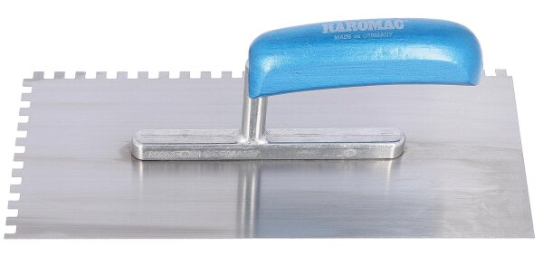 Glättekelle HAROMAC 6x6 gezahnt 280mm Stahl, gehärtet blaues Heft