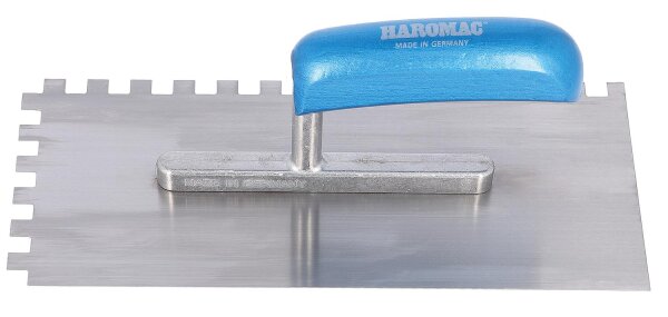 Glättekelle HAROMAC 10x10 gezahnt 280mm Stahl, gehärtet blaues Heft