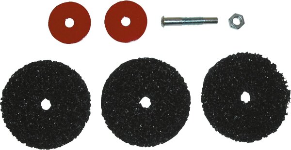 Blechputzteufel bestehend aus 1 Aufnahmedorn 3 Reinigungsscheiben 100 x 12 mm