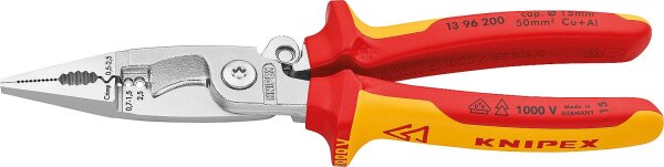 Elektro-Installationszange VDE verchromt, mit Öffnungesfeder