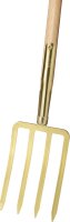 Ideal-Spatengabel 4 Zinken, gold,Schienenzwinge, T-Stiel