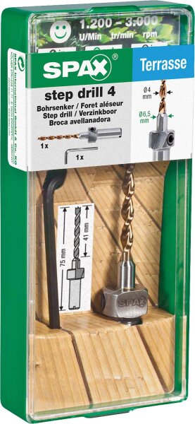 Bohrsenker Set SPAX® 1x Holzbohrer 4 mm, 1x Senker 6,5 mm, 1x Innensechskantschlüssel