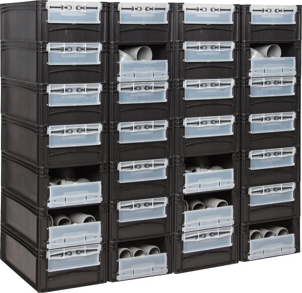 Transportbox TBS schwarz 600 x 400 x 220mm mit Entnahmeöffnung