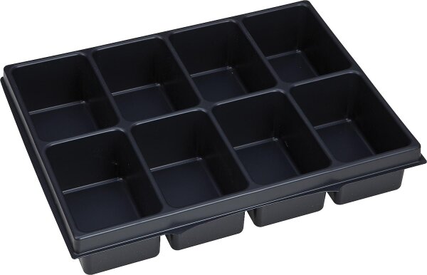 Kleinteileeinsatz, 8 Mulden passend zu I-Boxx 72 H3 und Schublade 72, 349x270x63mm