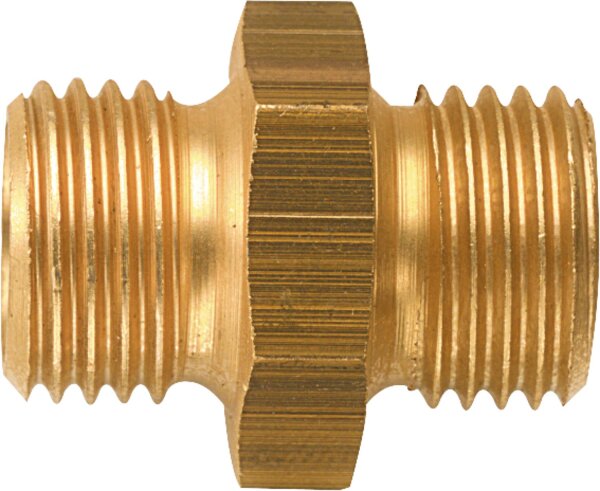 Doppelnippel lang G 1/2" x G 1" ,messing, mit Innenkonus 45"
