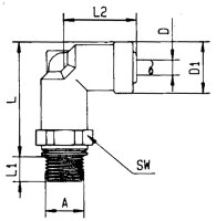 Winkelverschraubung Ø 8 mm, 1/4"