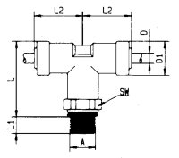 T-Einschraubstück Ø 6 mm, 1/8"