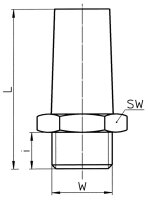 Schalldämpfer aus Sinterbronze mit angesintertem Messing-Sechskant G 1/4