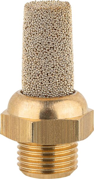 Schalldämpfer aus Sinterbronze mit angesintertem Messing-Sechskant G 1/2