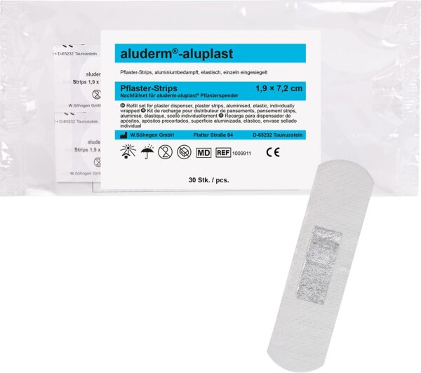 aluderm-aluplast Pflaster-Strip 1,9x7,2 cm elastisch 1 VPE = 30 Stück für Pflasterspender