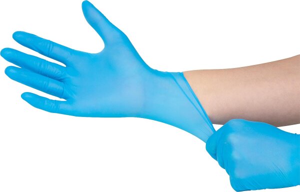 Nitril-Handschuh gepudert, 24 cm lang blau, Größe L / VPE 100 St.