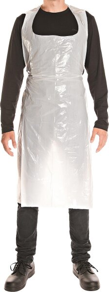 LDPE Schürze, 35my, 125x70cm weiß, glatt, auf Rolle, VPE = 50 Stück