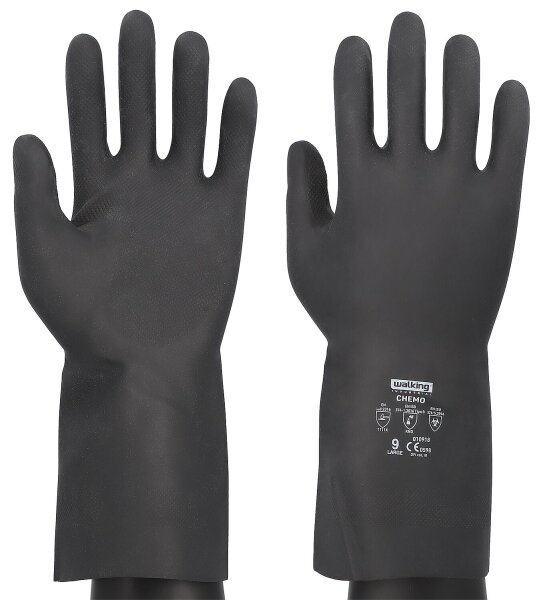 Latex-Handschuh CHEMO, schwarz, extra stark, Größe XL, Paar