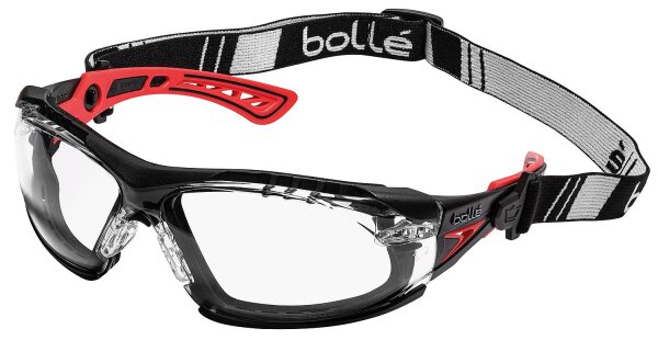 Schutzbrille RUSH+ mit Kopfband,Rahmen rot / schwarz – Klares PC RUSHPFSPSI