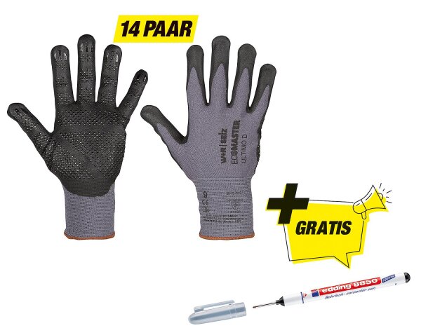 Arbeitshandschuh-Paket Ultimo GR.XXL mit Gratis Bohrlochmarker