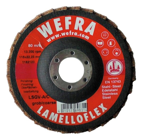 Lamellenschleifteller WEFRA LSGV-A/F fein D=115 x 22,23 mm