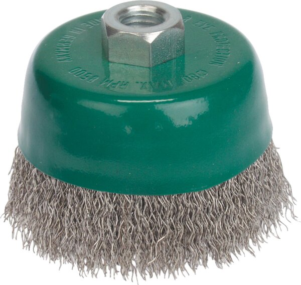 Topfbürste Edelstahldraht gewellt 0,35 mm 80 mm x M 14 x 2,0
