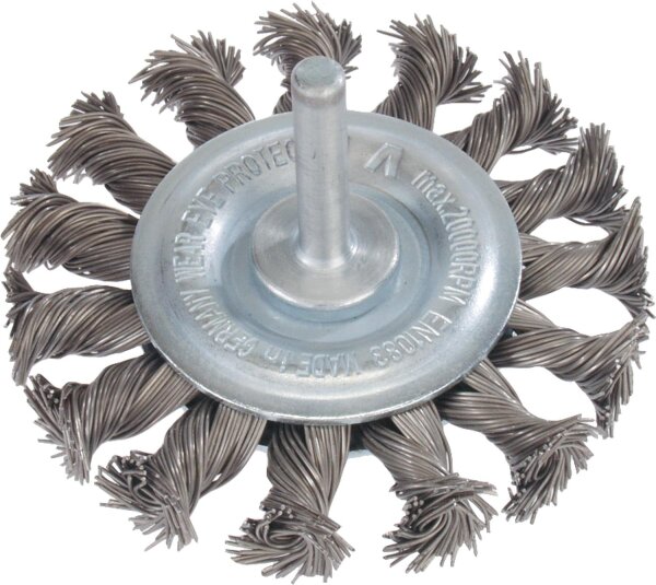 Rundbürste gezopft Stahldraht 0,50 mm 75 mm, Schaft 6,0 mm