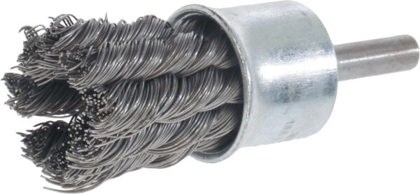 Pinselbürste gezopft Stahldraht 0,35 mm 19 mm, Schaft 6,0 mm