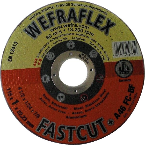 Trennscheibe Fastcut gerade für Metall 115 x 1 x 22 mm
