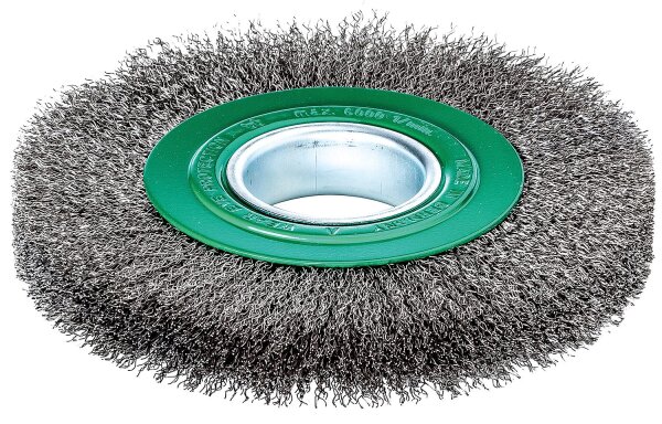 Rundbürste Edelstahldraht gewellt 0,30mm Ø 200mm Loch-Ø 50mm