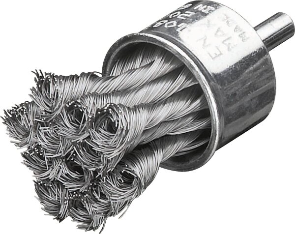 Zopf-Pinselbürsten Stahldraht 0,35mm Ø29mm mit 6mm Schaft