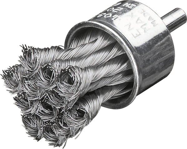 Zopf-Pinselbürsten Edelstahldraht 0,25mm Ø29mm mit 6mm Schaft