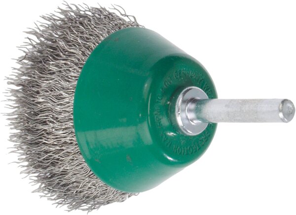 Flächenbürste Ø 70 mm mit 6 mm Schaft, Stahldraht rostfrei 0,3 mm