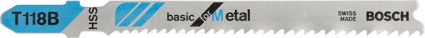 Stichsägeblätter BOSCH T118B Länge 92mm VPE 5 Stück f. gerade Schnitte in Metall