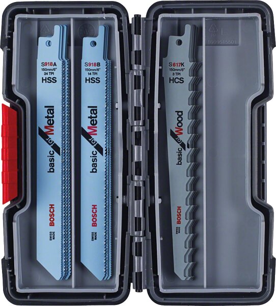 Säbelsägeblätterset BOSCH® 15 - teilig für Schnitte in Metall und Holz