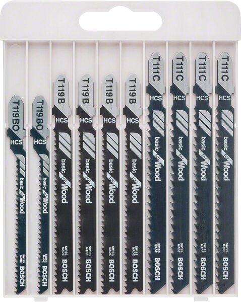 Stichsägeblätterset BOSCH® 10 - teilig für Schnitte in Holz