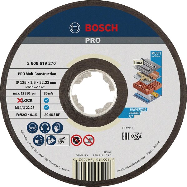 Trennscheibe BOSCH® für versch. Materialien mit X - Lock Aufnahme Ø 125 x 1,6 mm