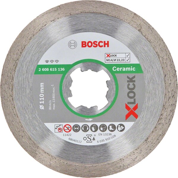 Trennscheibe BOSCH® Diamant Standard for Ceramic mit X - Lock Aufnahme Ø 115 mm