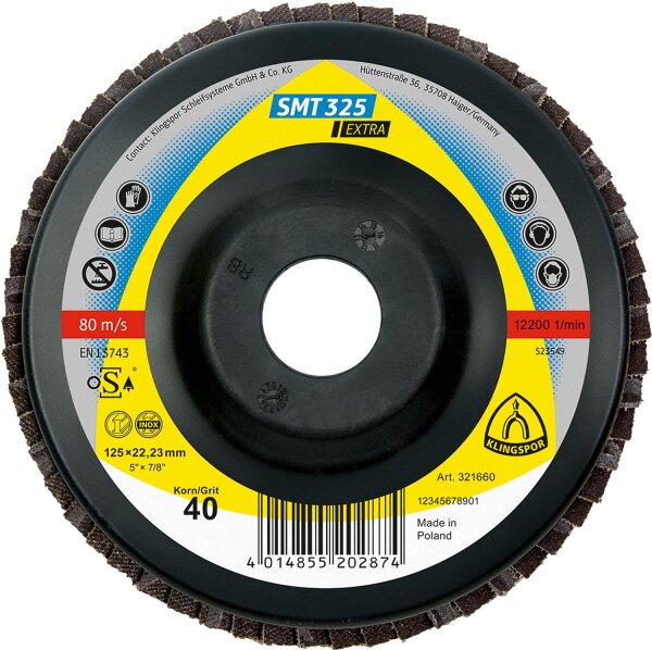 Lamellenschleifteller KLINGSPOR K40, 125x22,23mm gewölbt