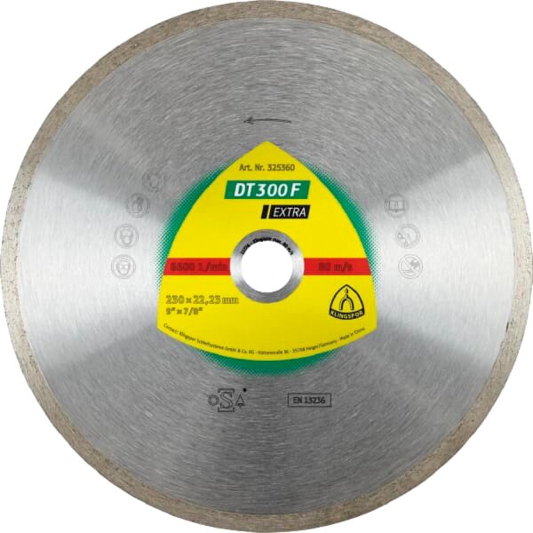 Diamant-Trennscheibe KLINGSPOR DT 300 F EXTRA 230 x 22,23 mm geschlossener Rand