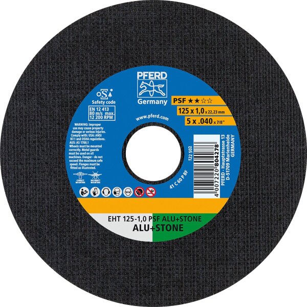Trennscheibe PFERD Ø 125 x 1,0 x 22,23mm, gerade für Alu, Stein, Beton, Fliesen