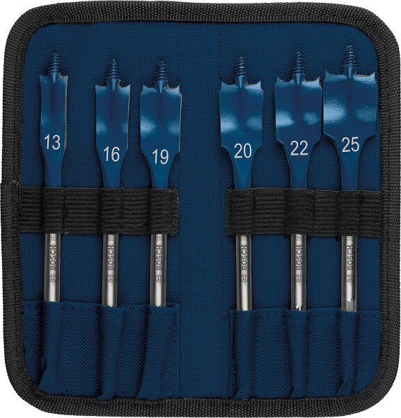 Flachfräsbohrer BOSCH 6-teilig Expert SELFCUT Ø 13/16/19/20/22/25mm, Länge 152 mm mit 1/4" Sechskantaufnahme
