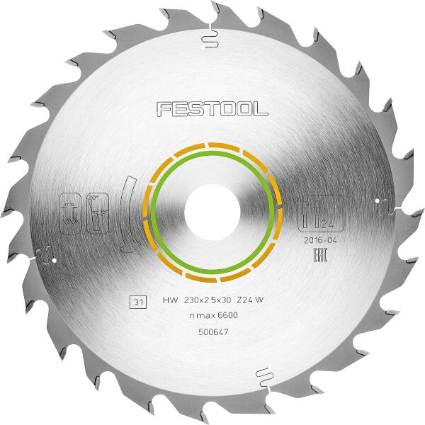 Kreissägeblatt Festool 230 x 30 x 2,5 mm, 24 Zähne