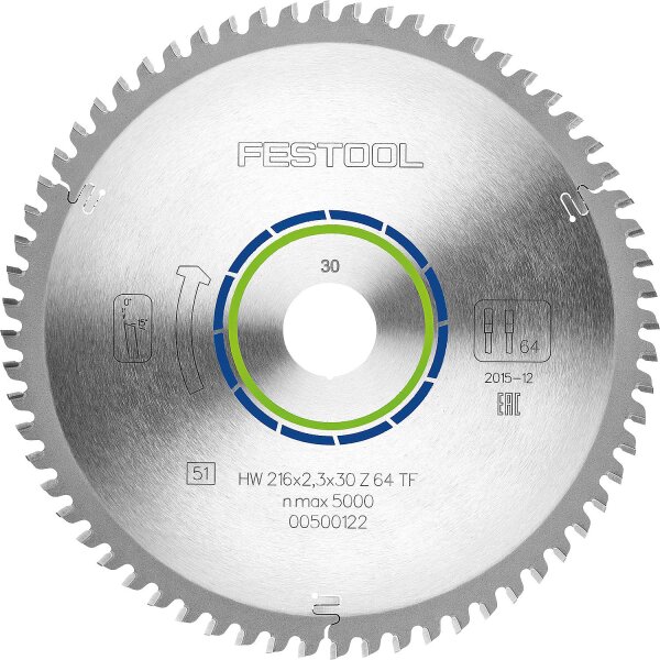 Kreissägeblatt Festool 216 x 30 x 2,3 mm 64 Zähne