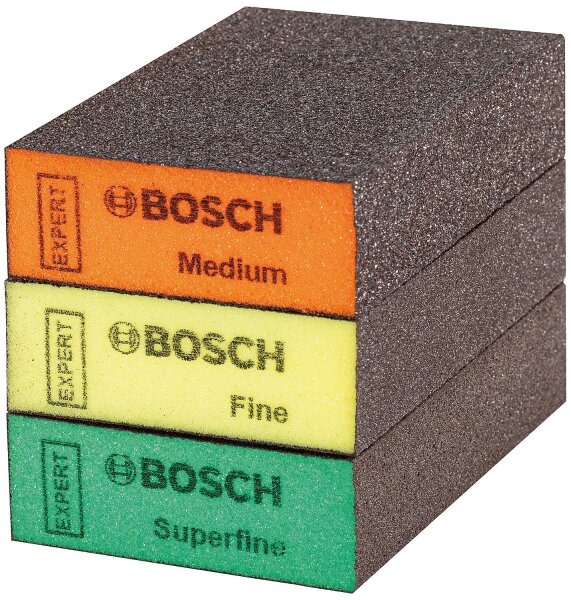 Schleifschwamm-Set BOSCH® EXPERT 69 x 97 x 26 mm, mittel, fein,  super fein, 3-teilig