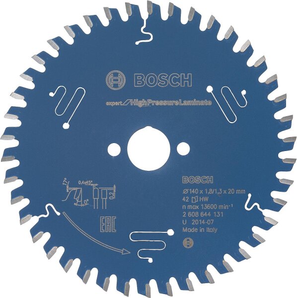 Kreissägeblatt Bosch für HPL-Platten und Verbundwerkstoffe 140x20mm