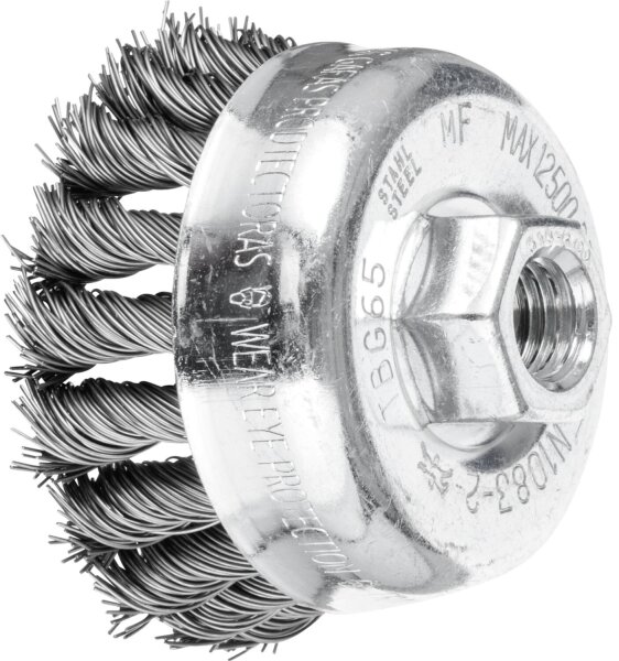 Topfbürste Pferd TBG gezopft, Ø 65, M14 Edelstahldraht Ø 0,50