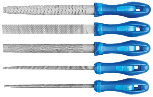 Feilen- und Raspel-Set Pferd, 5-tlg. 200 mm, in Rolltasche